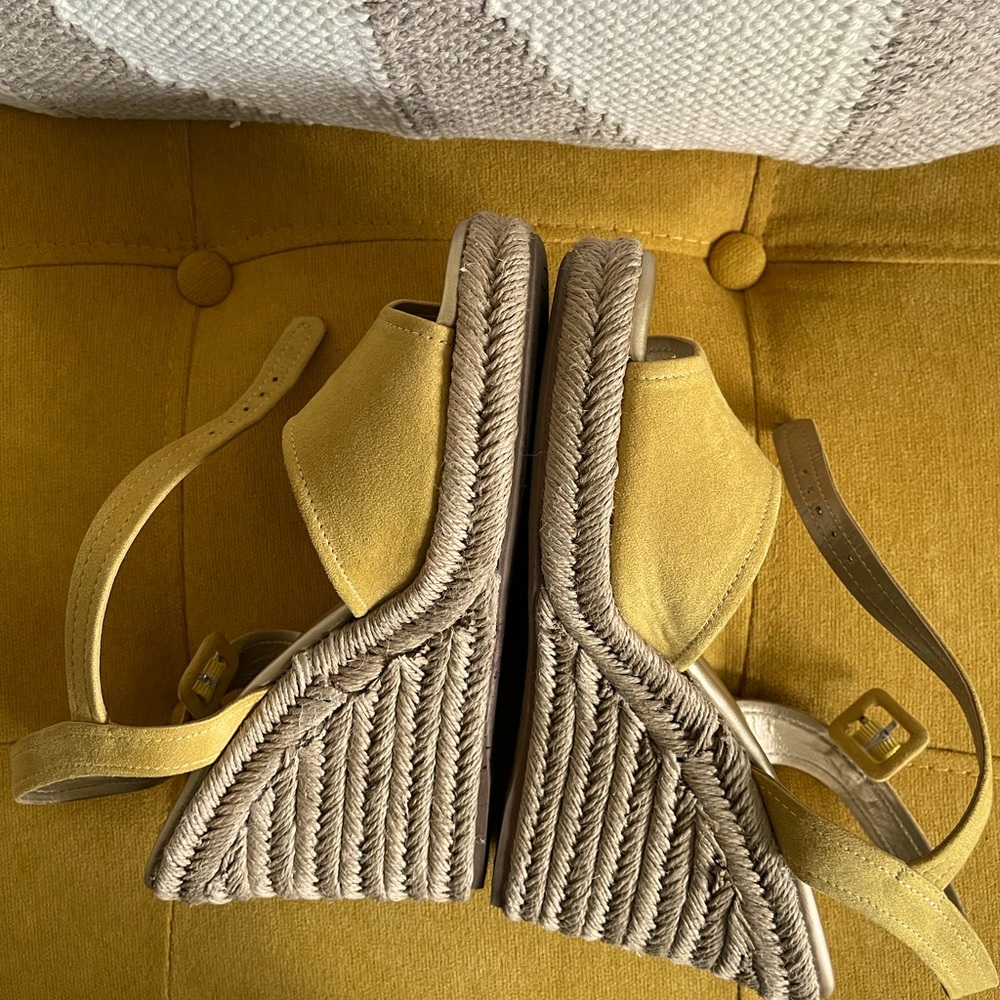 Yellow wedged sandals
